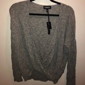 Express Surplice Gray Sweater